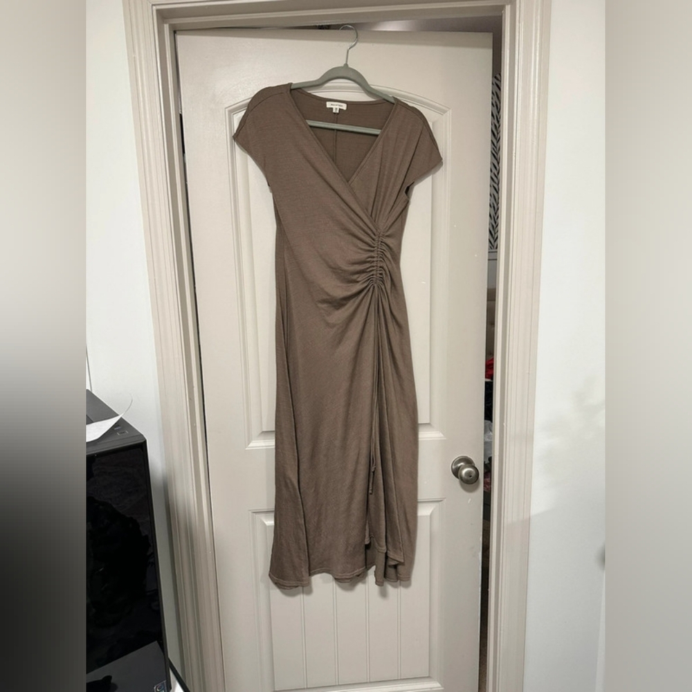 Elegant Brown Ruched Dress